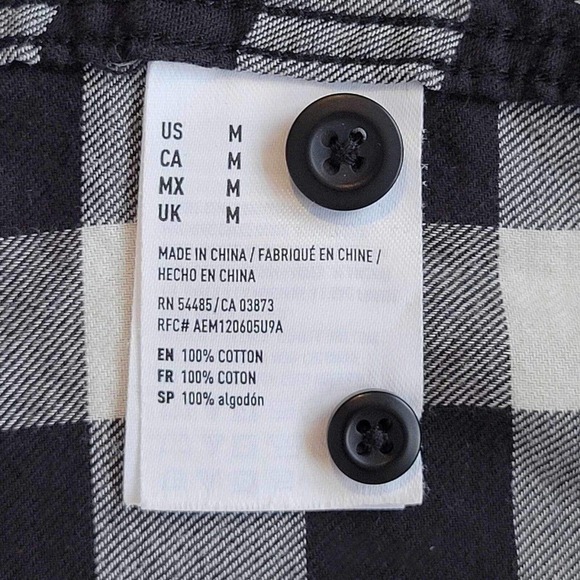 American Eagle AE Plaid Flannel Shirt Long Sleeve Button Up Black LS Soft - Picture 9 of 12
